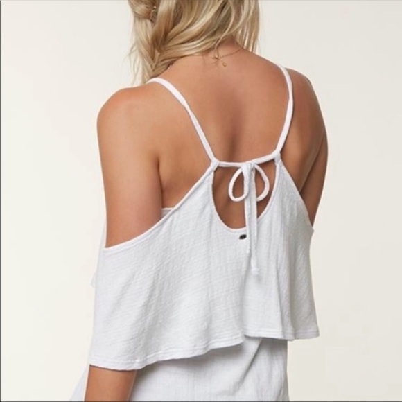 O’NEILl Cold Shoulder Short Sleeve Layered Top - Picture 2 of 4